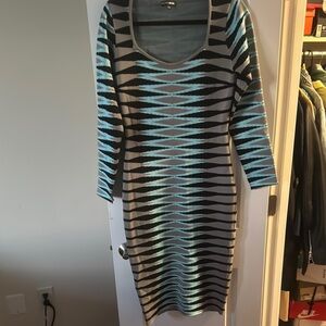 Stylish Blue and Black Patterned Dress